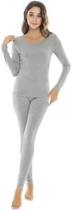 NACHILA Thermal Underwear for Women-Viscose Made from Bamboo,Soft Long Johns Set Base Layer Pajamas Set Long Sleeve Pjs, Heather Grey, Medium