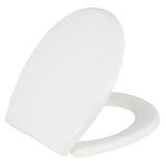 Soft Close Toilet Seat Round with Lid BR500-00 White, Comfortable, Durable, Sturdy, Stain-Resistant and Easy to Clean, Fits All Toilet Brands, Executive Series by Bath Royale