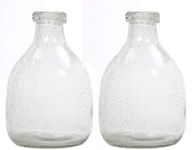 Hosley Set of 2 Clear Glass Bottle Vases 7'' High. Ideal Floral Vase Gift for Wedding Special Occasion Home Office Dried Floral Arrangements O5…