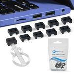 PortPlugs USB-A Port Blockers (10-Pack) Key Lock USB Security - Removable Type-A Locks for PC, Laptop & Notebook Data Protection, Dust & Moisture Resistant Shield (Black)