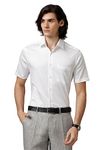 Aldeno Men Solid Formal White Satin Stretch Shirt (Medium)