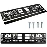 PAIR (2PCS) SUPER BLACK GLOSS Car Registration License Number Plate Surround Holder Frame Surround