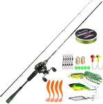 Sougayilang Fishing Rod Combos, IM6 Graphite 2Pc Blanks, Anti-Reverse Spinning&Casting Reel, Stainless Steel Guides- Casting 6'0" with Right Reel Full Kit