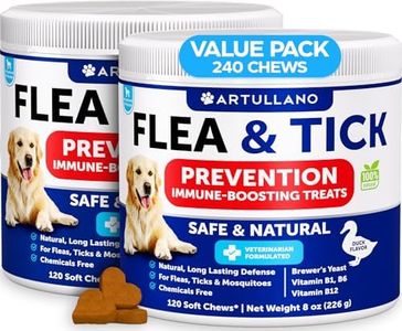 Flea and Tick Prevention for Dogs Chewables - Made in USA - Natural Flea and Tick Supplement for Dogs - 240 Immune Support Chews (2 Pack) - Vitamins B1, B6, B12 - All Breeds and Ages