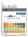 Plastic pH Test Strips, Universal Application (pH 0-14), 100 Strips
