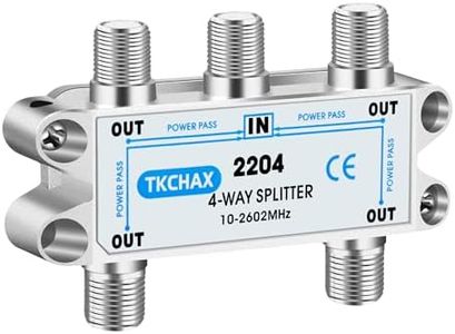 TKCHAX 4 Way Coaxial Cable Splitter,Support 10-2602MHz, RG6 Compatible, Nickel-Plated for Cable Splitter,Work with CATV, Satellite TV,Antenna System and MoCA Configurations