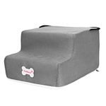 VELURA Pet Stair Steps Foldable Washable Dog Pet Steps for Car Boot Injured Pets Grey|1 Piece 2 Steps Dog Stair|Ramps & Stairs|Pet Supplies