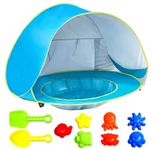 YAVAYI Baby Beach Tent: with Beach Sand Toys - Pop Up Shade with Infant Pool Cabana UV Protection Waterproof Sun Shelter Umbrella for Baby Toddlers