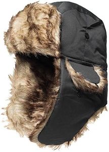Sombrero de Bombardero de Invierno Gorro cálido de Piel sintética Ushanka Russian Trooper Trapper Aviator Snow Ski Hat con Orejeras para Clima frío (Negro)