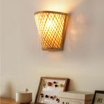 Schindora Boho Wall Lights Bamboo,Rustic Wall Light Basket Shape Wall Lamp E27 Hand Made Vintage Wall Lights for Living Room Bedside Dining Room Bedroom Home