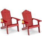 ORALNER Outdoor Adirondack Chair with Cup Holder, Set of 2 Plastic Resin Outdoor Deck Chair, 380 LBS Capacity, for Patio, Backyard, Porch, Balcony, Poolside, Garden, Lawn, Firepit (2, Red)