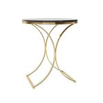 AAFIYA HANDICRAFTS Home Decor Round Metal Side Table with Waterproof Finish Marble Look Table Top (Gold-White)