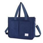 UERRUAM Tote Bag for Women with Pockets Large Corduroy Bag for Work Laptop Bag Crossbody Bag Everyday Handbag 2024, Navy Blue, Large