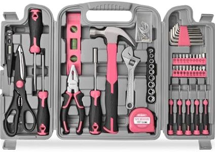 Hi-Spec Pink Tool Set: General Home DIY Repair Toolkit with Toolbox Storage Case for Women Ladies Garage Office College Dormitory Use 54 Piece