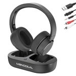 MONODEAL Wireless Headphones for TV Watching with Digital Optical RCA AUX 3.5MM Transmitter & Charging Dock, Over Ear Headset for Seniors, 30Hrs Playtime, 100ft Range, No Lip-Sync Delay