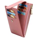 Badiya RFID Card Holder Wallet for Women Slim Wallets Bifold Multi Card Case Zipper Coin Purse, A-Lychee Pattern-Deep Pink, one_size, Classic