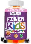 Feel Great Fiber Gummies for Kids Digestive Support | Constipation Relief for Kids | Fruity Flavored Chewable Kids Fiber Gummies | Vegetarian Supplements | 60 Day Supply