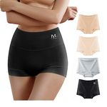 MEIYATING Boy Shorts Underwear for Women High Waisted Boyshorts Cotton Panties Stretch Boxer Briefs 4 Pack