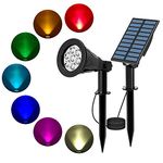 T-SUN Solar Spotlights, Color-Changing 7 LED Waterproof Outdoor Garden Wall Lights, Auto-on/Off, 180 Angle Adjustable Landscape Light, Separately Installed for Outdoor/Indoor.