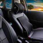 Grin Health SitRight Pro Combo Pack for Comfortable Driving Orthopedic Car Backrest Pillow Full Lumbar Support with Headrest Cushion Car Neck Rest Pillow (Large, Black)