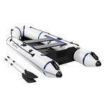 Inflatable Boat for Adults, 2 Person Fishing Kayak Camping Survival 10ft PVC Raft with Paddles, Pump, Repair Kit, 726lbs Capacity (Off-White)