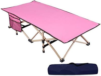 REDCAMP Folding Kids Cot for Sleeping 5-10, Portable Toddler Cot Bed Child Travel Cot for Camping, Pink 53''x26''