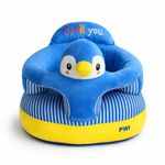 PWI Plush Baby Sitter with Backrest & Cartoon Support | Soft & Safe Seat for 0–18 Months | Blue, Lightweight & Portable