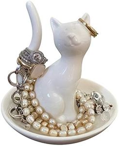 Evelots Porcelain Cat Ring Holder/Jewelry, Trinket Tray/Dish/Organizer-Kitty Cat Room Decor-Keepsake Wedding/Anniversary Dish