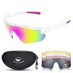 Snowledge Cycling Glasses with 5 Interchangeable Lens UV 400 Protection Polarised Sports Sunglasses for Men Women Running Climbing Fishing Driving Golfing