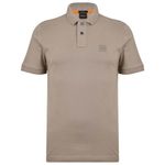 BOSS Mens Polo Shirt Open Brown L