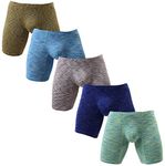 Men's No Ride Up Boxer Briefs Long Leg Underwear Low Rise Trunks with Pouch…, 01-4 Pack Mixed Color, L