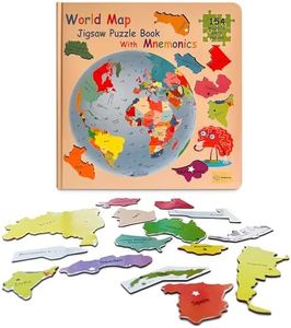 MNEMORY Geography Magnetic World Map Jigsaw Puzzle Book with Mnemonics: Fun Memory Tricks for Learning Countries & Capitals | Educational Tool for Kids and Adults