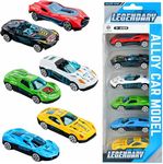 Galaxy Hi-Tech Sports Car Set of 6 Mini Metal Cars Set Push N Go 6 Pcs Vehicles, Racing Cars Play Set for Toddlers,Boys Die-Cast Car Set, Cake Decorations Topper Birthday Gift