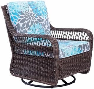 JMGBird Outdoor Swivel Rocker Patio Chair - Outdoor Wicker Rocking Glider Chair with Waterproof Seat/Back Cushions for Backyard Deck and Porch