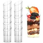 BELLE VOUS 50 Pack Mini Plastic Dessert Cups - L5 x H8.2cm / 1.97 x 3.23 Inches - Clear Round 70ml Reusable Cup - Serving & Tasting Shooter Shot Glasses for Samplers, Appetizers & Parfait Desserts