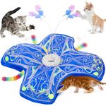 Qraxond Interactive Cat Toys for Indoor Cats,[Newly Upgraded] Rechargeable Touch Activated Hide and Seek Kitten Toy with Fluttering (Blue Cover Cloth Toy)