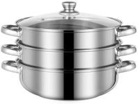 Steamer for Cooking, 18/8 Stainless Steel Steamer Pot, Food Steamer 11 inch Steam Pots with Lid 3-tier for Cooking Vegetables, Seafood, Soups, Stews and Pasta