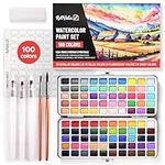 Watercolor Paint Set with 100 Brigh