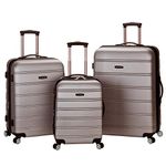 Rockland Luggage Melbourne 3 Piece Abs Luggage Set, Silver, Medium