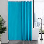 Furlinic Shower Curtain Extra Long 210cm Drop Fabric Waterproof Liner Weighted Bottom Teal Sets With 12 Plastic Rings 180 x 210cm 72" x 83".