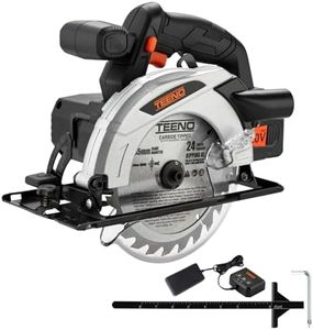 TEENO Cordless Circular Saw with 4.0Ah Lithium-Ion Battery,4000RPM Electric Circular Saw with Electric Brake,Adjustable Cutting Depth and Angle,Max38mm (45°),54mm (90°),with 165MM Blade for Wood