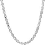 3.5mm .925 Sterling Silver Diamond-Cut Twisted Rope Chain Necklace, 24 inches