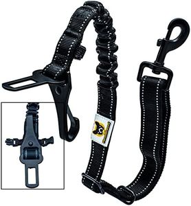 Hundefreund Ceinture de Sécurité pour Moyens et Grands Chiens – Harnais de Voiture Réglable avec Amortisseur – Sangle de Sécurité Renforcée Compatible avec Tous Les Véhicules (Noir)