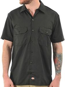 Dickies Men's Short-sleeve Work Shirt, Black, 5X-Large Big