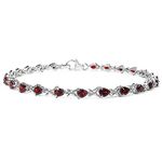 Bracelet for Womens Sterling Silver Bracelet Garnet with 24 Stones Pear Shaped Bracelet with Strong Fastener Jewellery Gift for Woman