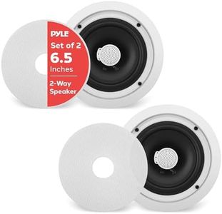 Pyle 6.5'' In-Wall/In-Ceiling Midbass Speakers (Pair) - 2-Way Woofer Speaker System Directable 1” Titanium Dome Tweeter Flush Mount Design w/ 65Hz - 22kHz Frequency Response 250 Watts Peak - PDIC60