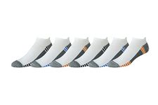 Amazon Essentials Men's Performance Zone Comfortable Cushion Athletic Tab Socks, 6 Pairs, White, 5-11