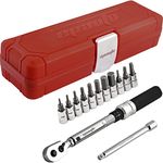 EPAuto 1/4 Inch Drive Click Torque Wrench Set for Bike Tool (2 to 20 Nm), Hex/Torx Bit Socket Extension Bar Bicycle Maintenance Kit & Click Alert, Chrome Vanadium Steel Alloy (Cr-V), Chrome Finish