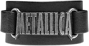 Metallica Alchemy Rocks Logo Leather Wristband Black