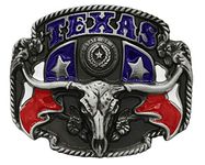 Moranse USA America Cowboy Western Long Horns Bull Texas Style Belt Buckle, Bull Style 7, middle